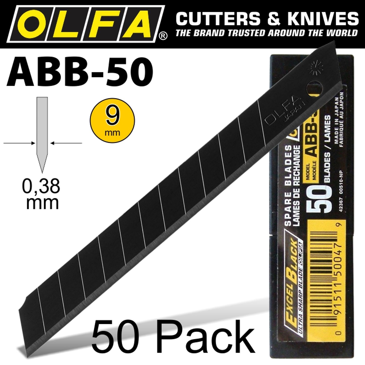 OLFA Blades Black X-sharp 50 Per Pack Ultra Sharp 9mm